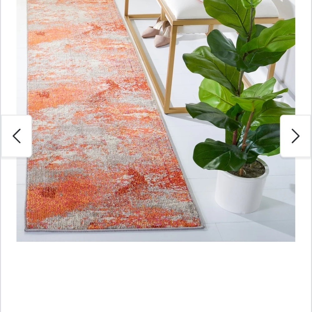 Safavieh Orange and Gray Abstract Runner Rug